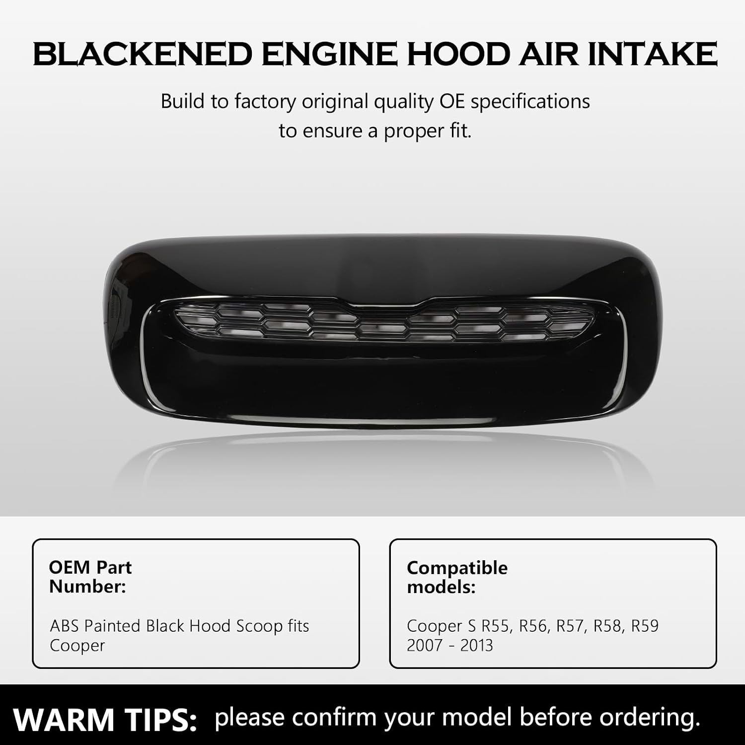 51132756095 Hood Scoop Fit for 2007-2013 Mini Cooper S R55 R56 R57 R58 R59 Hood Bonnet Vent Scoop Cover