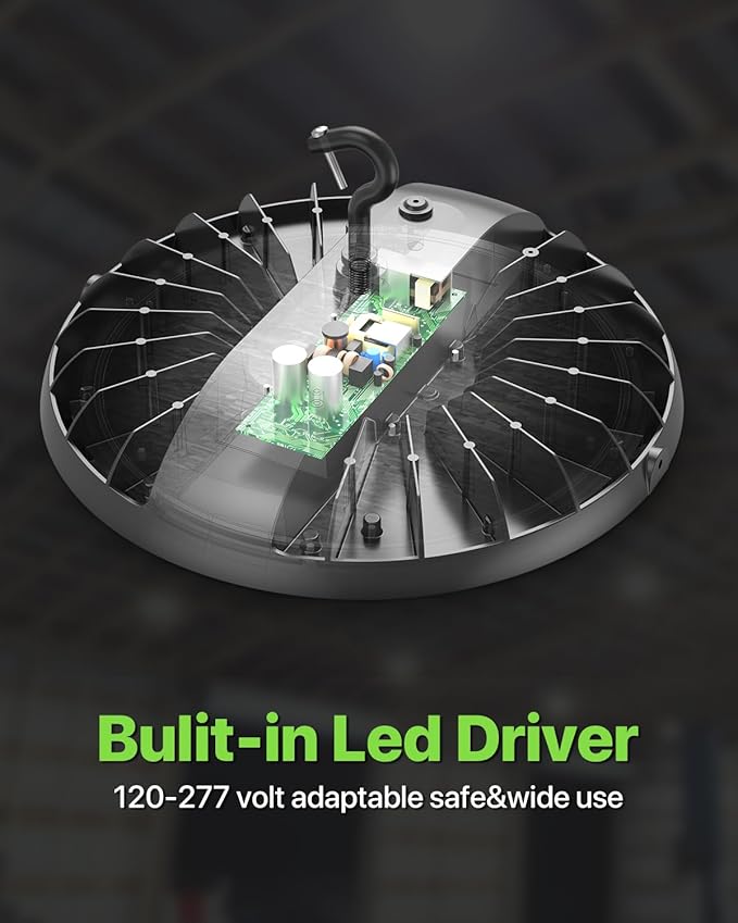 250W UFO LED High Bay Shop Light 6-Pack 150LM/W 37, 500LM Output High Bay Led - Image 5