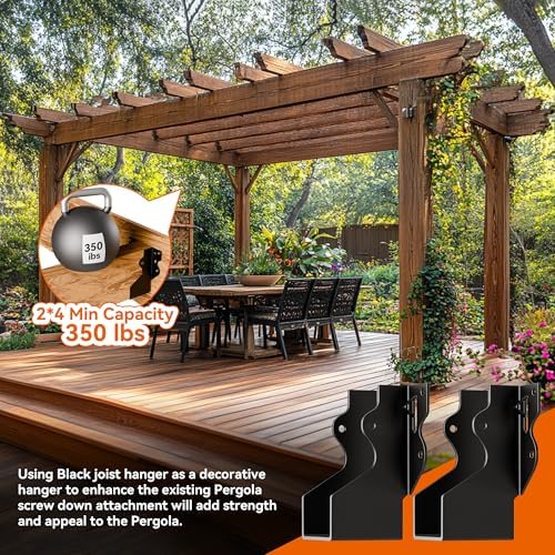 2x4 joist hangers black,18 gauge face mount joist, front angle view