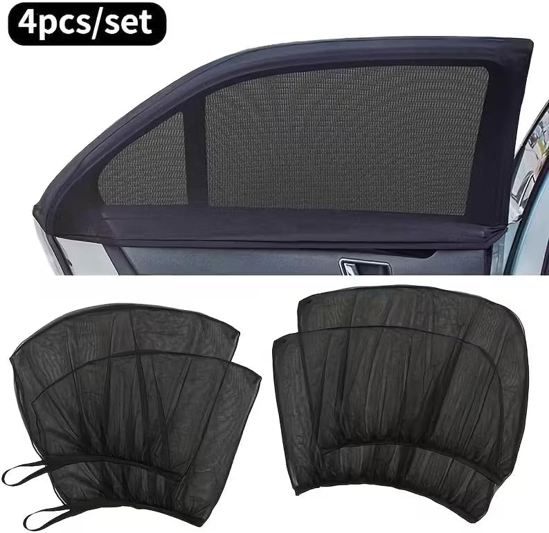 4pcs Premium Car Window Screens - Front and Rear Window Shades for Ultimate Sun Protection and Camping Comfort Solely for Parking Use