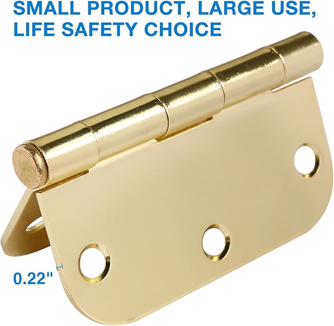 18 Pack Interior Door Hinges Polished Brass 3.5 inch X 3-1/2" 5/8 Radius - Image 3