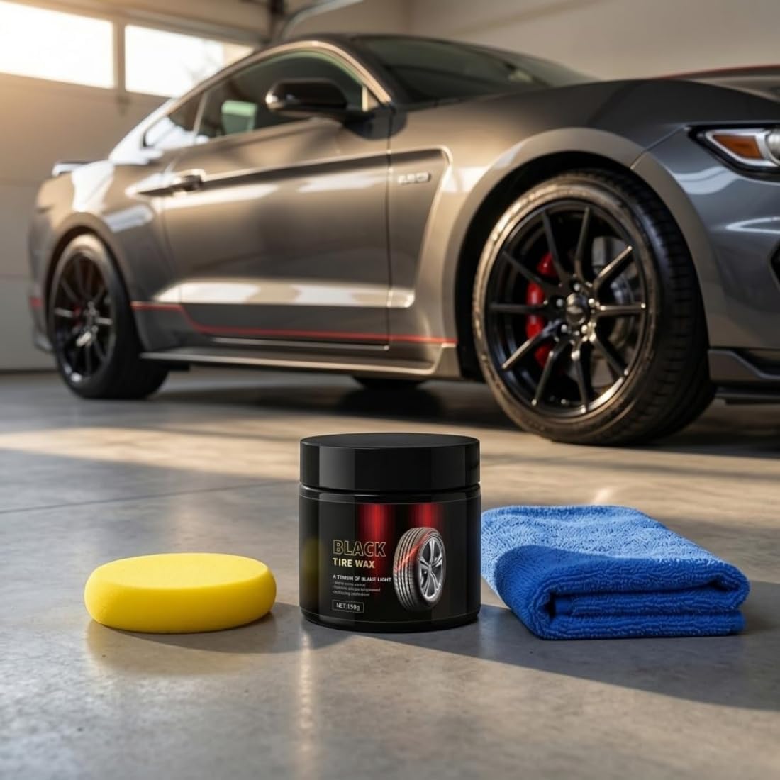 Instant Tire Shine and Protector Wax Kit, 3-in-1 Tire Renovator and Brightener, Deep Black Gloss Finish with UV Protection, Long-Lasting Tire Dressing for Cars, Trucks, Motorcycles (3pcs)