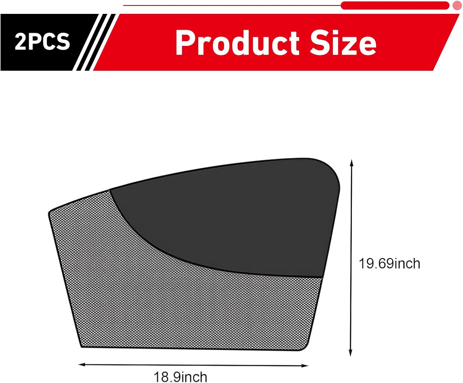 2 PCS Car Window Shades, Semi-shading Semi-breathable Driver Side Window Shade, Splicing Anti-glare Heat-insulating Privacy Covers, Universal for Most Cars (Black)