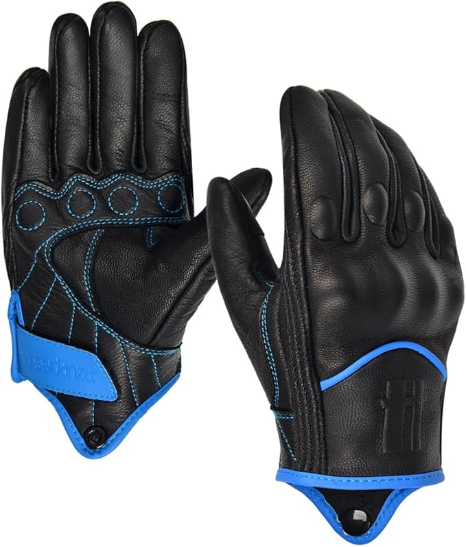 Harssidanzar Women's Motorcycle Gloves, Leather Motorcycle Gloves, Motorbike by Harssidanzar