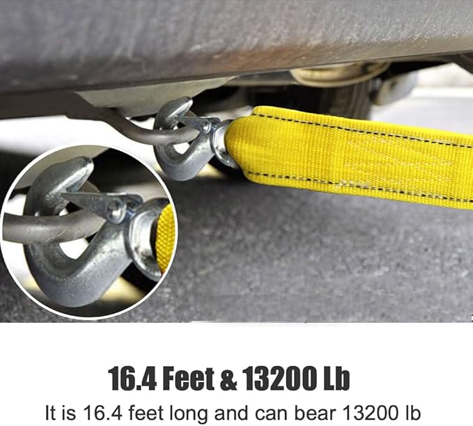 Heavy Duty Tow Strap with Safety Hooks | 2” x 16.4’ | 13200 LB Capacity - Image 4