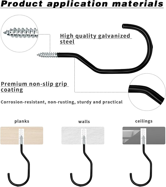 Bike Hooks Heavry Duty 12 Pack, Bicycle Storage Hanger Screw in Ceiling Hooks - Image 3