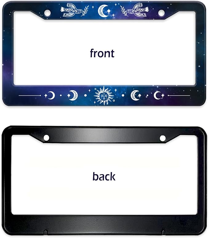 Starry Sun Moon License Plate Frame, Night Sky Moon Phase License Plate Holder - Image 8