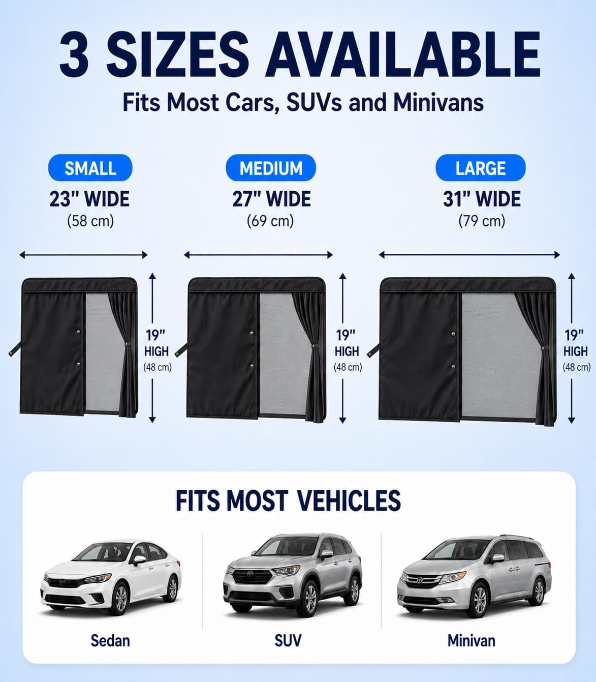 Nmoiss [2026 Upgraded] Car Window Shades for Baby [Blocks 100% UV & Harsh Sunlight] (2 Pack) Double Layer Side Window Curtains Roll Windows Down Privacy Full Covers/Half Shade Options Large