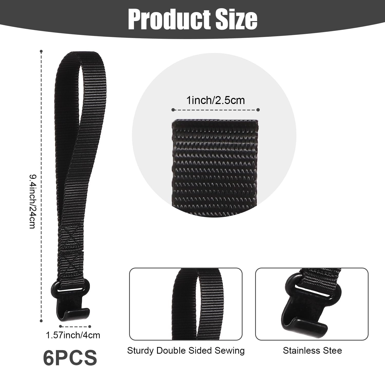 6pcs Rooftop Cargo Tie Down Hook Straps, Car Roof Cargo Carrier Door Hooks Car Door Hook Straps, Attaches to Car Door Frame, Car Door Cargo Hooks for Most Cars, Strapping Any Car Roof Luggage