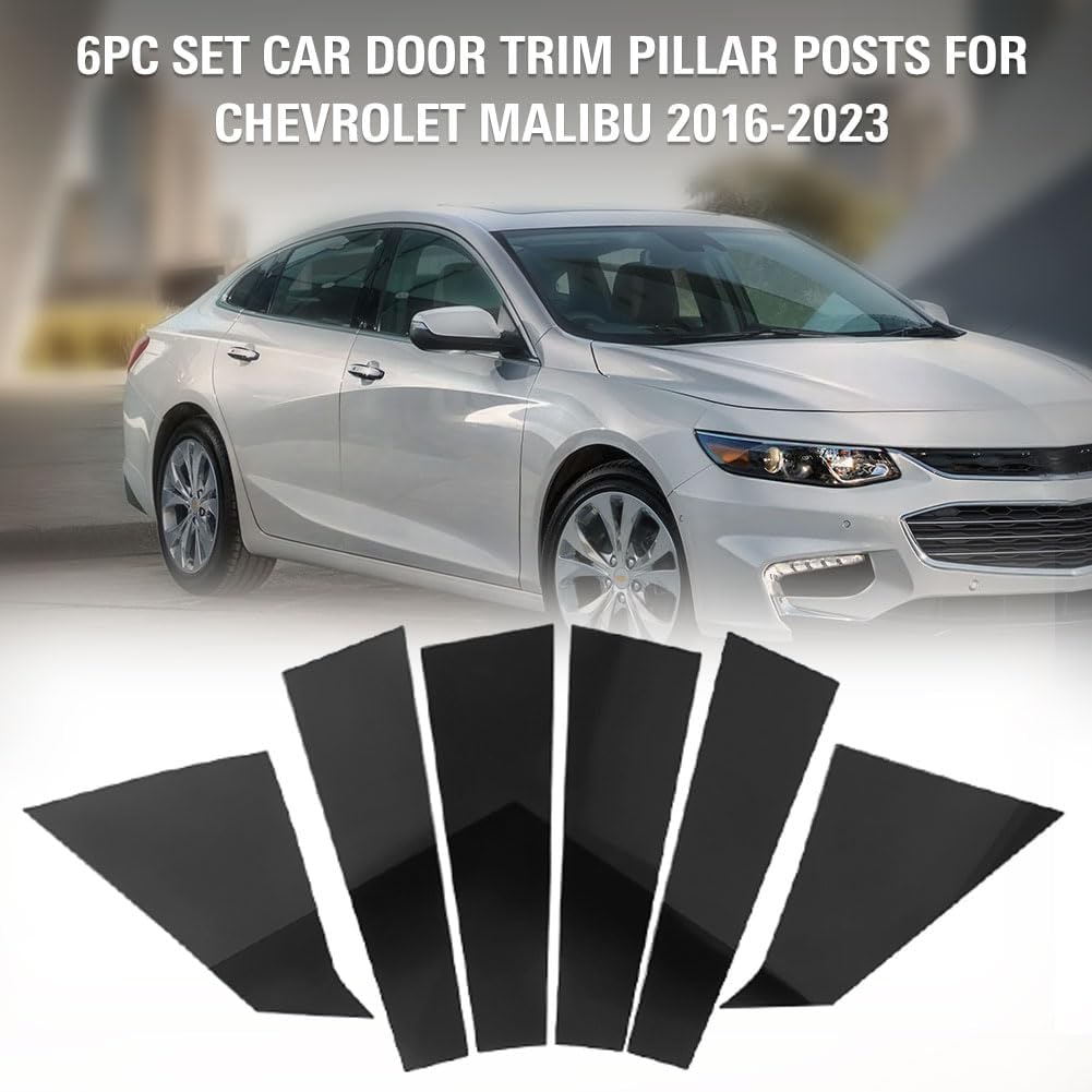 Three T Car Auto Side Door Window Pillar Posts Cover Trim for Chevrolet Malibu 2016 2017 2018 2019 2020 2021 2022 2023