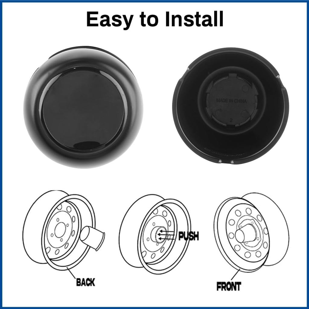 3.19 Inch Stainless Steels Trailer Wheel Center Caps Fit 3.19" Center Bore Truck Trailer RV SUV Wheels Rims, Matt Black Push Through Hub Covers, 4Pcs, Height 3.62 in