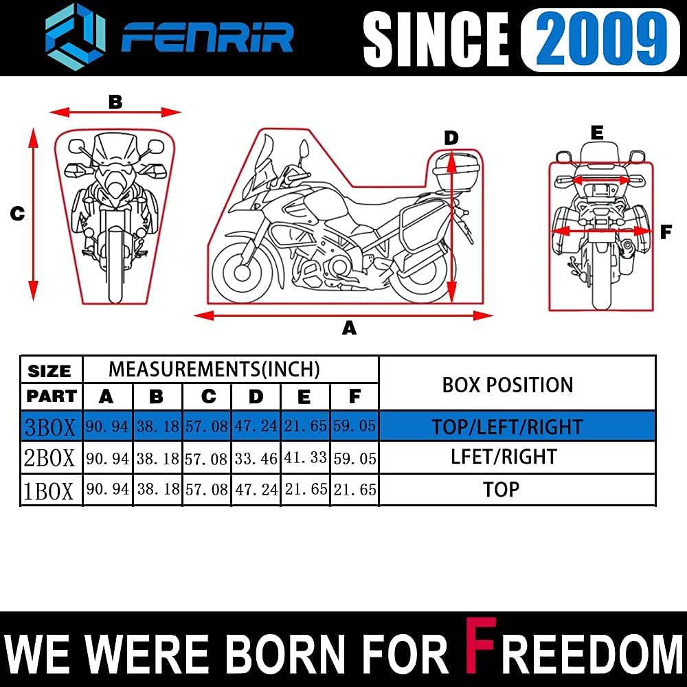 FENRIR 420D 90" INCH Motorcycle Cover Waterproof Outdoor Storage Compatible with BMW R1300GS R1250GS KTM Adventure Honda Africa Twin Nt1100 Yamaha Tracer Suzuki VStrom Kawasaki Versys Triumph Tiger