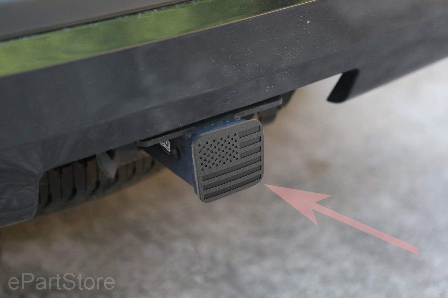 2" Black American Flag Hitch Plug Cover for 2 Inch Receiver, Heavy Duty Rubber Trailer Hitch Cover for Trucks, SUV, Tow Hitch Receiver Plug, No Pin Needed (Fit 2" receivers)