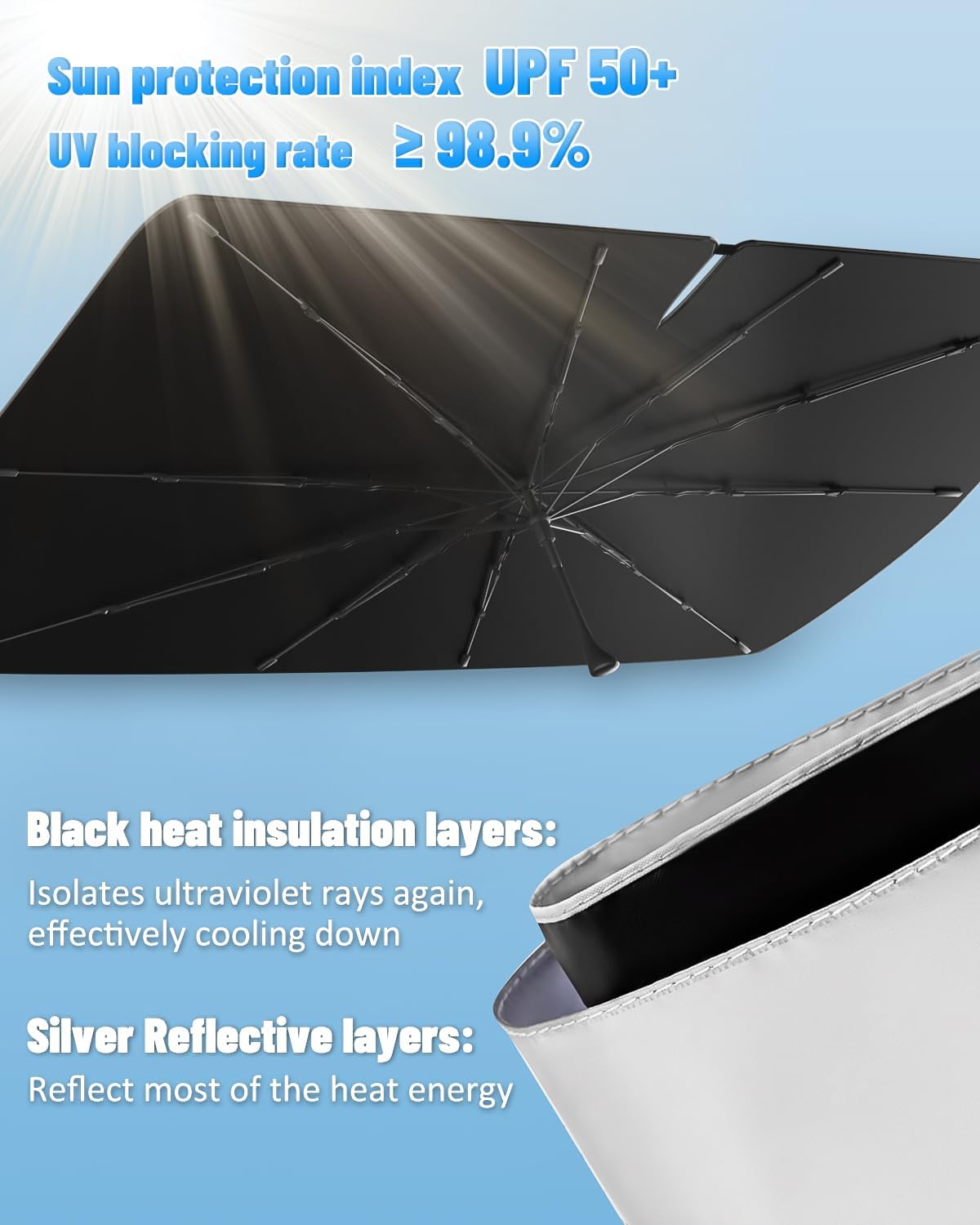 Windshield Sun Shade Umbrella Compatible with Subaru Outback Wagon 2015 2016 2017 2018 2019, Foldable Reflective Sunshade for UV Protection & Heat Reduction