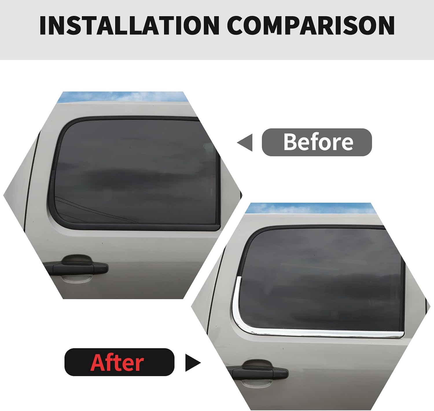 RT-TCZ Window Trim Strip Cover Window Molding Trim Cover Decoration Exterior Accessories for Chevy Avalanche/Suburban/Tahoe/Silverado 2007-2013,for GMC Yukon/Sierra 2007-2013 (Chrome)