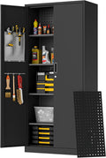 Washemba 71" Metal Garage Storage Cabinet, 2 Locked Doors and 5 Adjustable by Washsemba