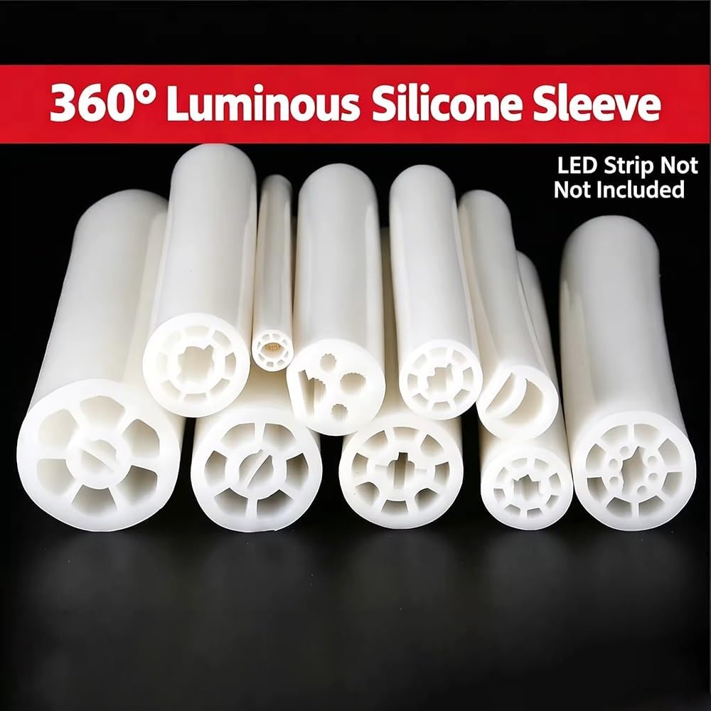 1M White Flexible Round Silicone LED Neon Tube - 360° Uniform Light Diffusion,1pcs