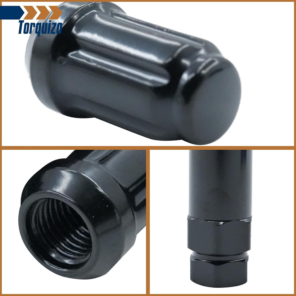 M12x1.5 Wheel Lug Nuts for Polaris Ranger XP 900/1000, General 1000, RZR S 900, XP 1000, Honda Pioneer 500, 700, 1000 - Black Spline Lug Nuts with 19mm/21mm Hex Key