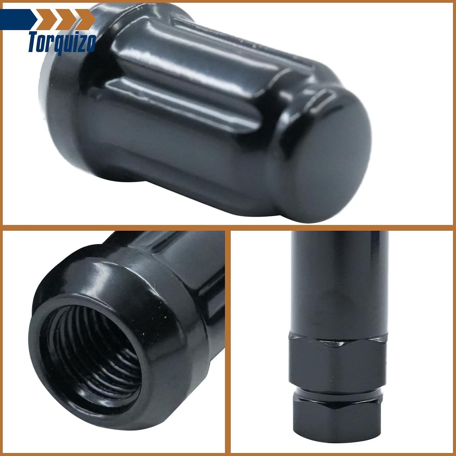 M12x1.5 Wheel Lug Nuts for Polaris Ranger XP 900/1000, General 1000, RZR S 900, XP 1000, Honda Pioneer 500, 700, 1000 - Black Spline Lug Nuts with 19mm/21mm Hex Key