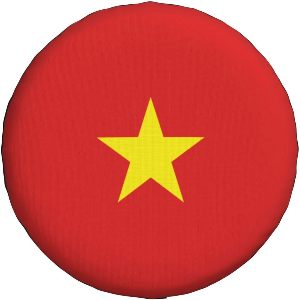 Vietnamese Flag Print Universal Spare Tire Cover for RV, Jeep | Wheel Protector Fits Rv, Trailer, Jeep, Shield Tires From Sun, Dirt And Rain For Outdoor Storage