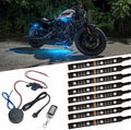 LEDGlow 8pc Advanced Million Color Mini LED Motorcycle Accent Underlow Light Kit - 15 Solid Colors - 6 Patterns - 4" Multi-Color Flexible Strips - Includes Waterproof Control Box & Wireless Remote