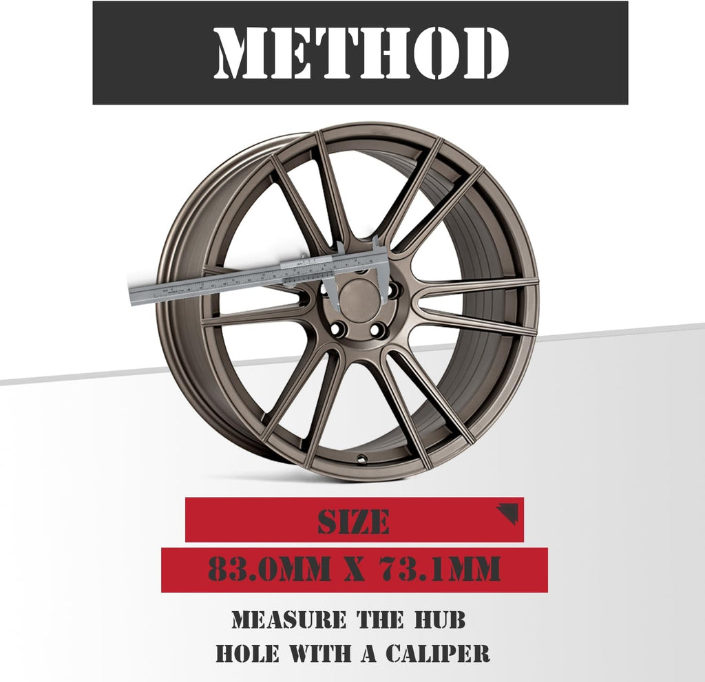 KitsPro 3.25Inch 83MM Wheel Center Caps, Pack of 4 (Chrome, Outer 83MM, Inner 73MM)