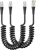 USB C to USB C Charger Cable, Coiled USB C Charger Cable by PRAKIE