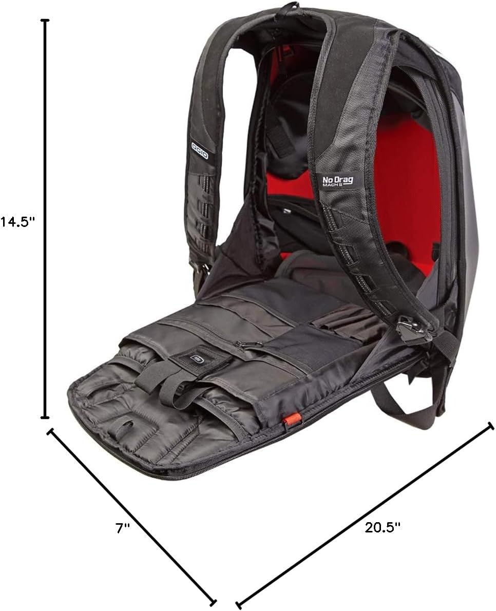 OGIO 123006.36 No Drag Mach 5 Motorcycle Backpack - Stealth Black, 20.5" H x 14.5" W x 7" D