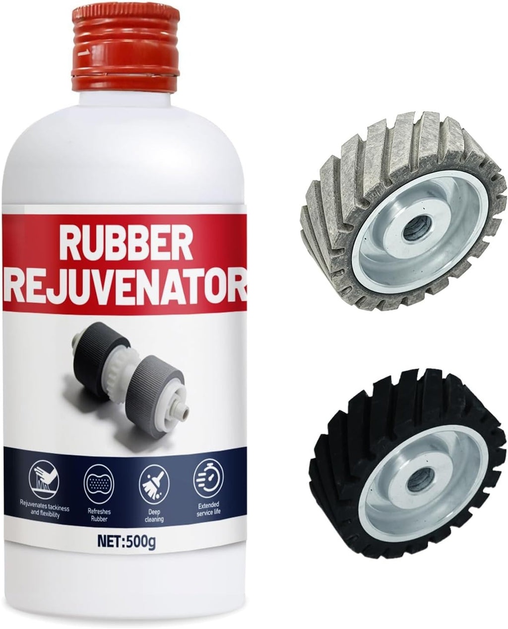 JAOJAO Rubber Rejuvenator, Rubber Conditioner Restorer, 500g | Remodeling Properties, Deep Cleaning, Long-Lasting Effect, for Pressure Plates, Rollers, Belts, Conveyor Belts, Seals