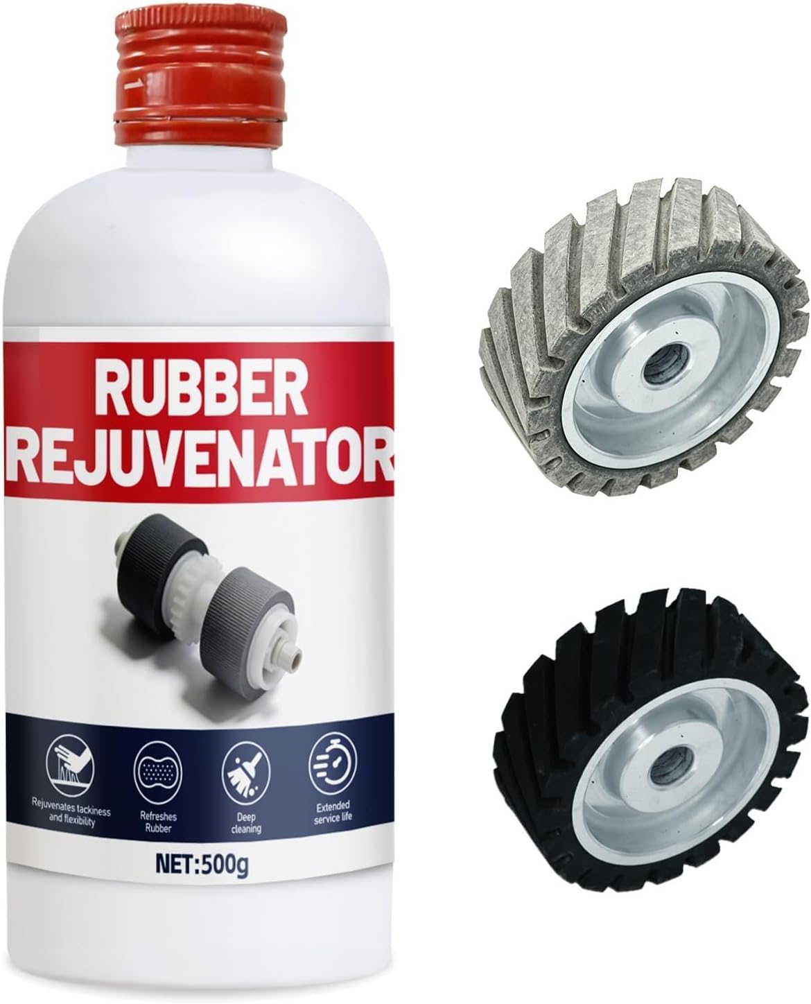 JAOJAO Rubber Rejuvenator, Rubber Conditioner Restorer, 500g | Remodeling Properties, Deep Cleaning, Long-Lasting Effect, for Pressure Plates, Rollers, Belts, Conveyor Belts, Seals