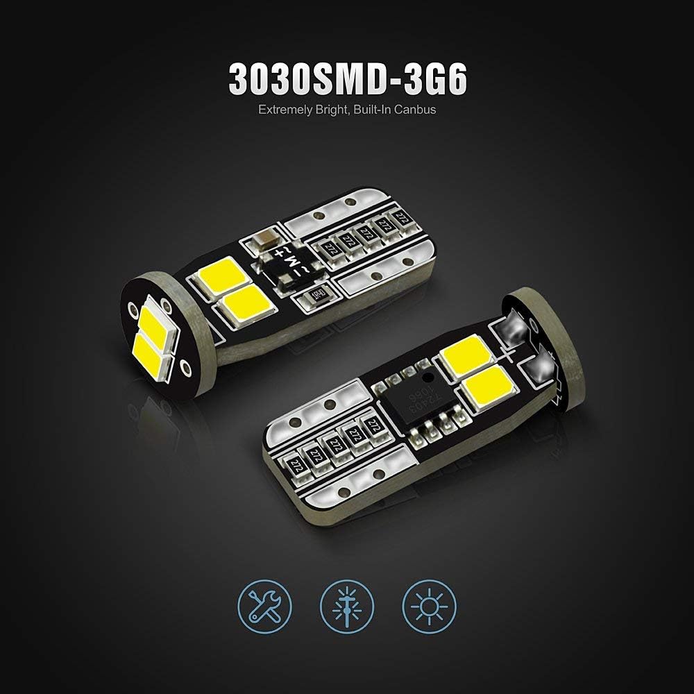 SIRIUSLED N6 194 Extremely Bright 3030 Chipset LED Bulbs for Car Interior Lights License Plate Dome Map Side Marker Door Courtesy Wedge 6000K Xenon White 168 175 174 2825 T10 192 Pack of 2