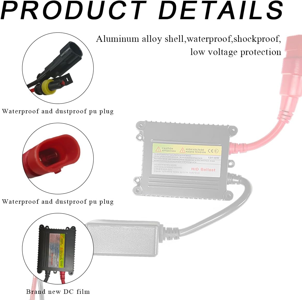 DXNQ 2 PCS DC 12V 55W Xenon HID Ballast, Ultrathin Xenon HID Ballast Control Unit with Igniter Module, DC Headlight Stabilizer Control Module Replacement, Car Accessories