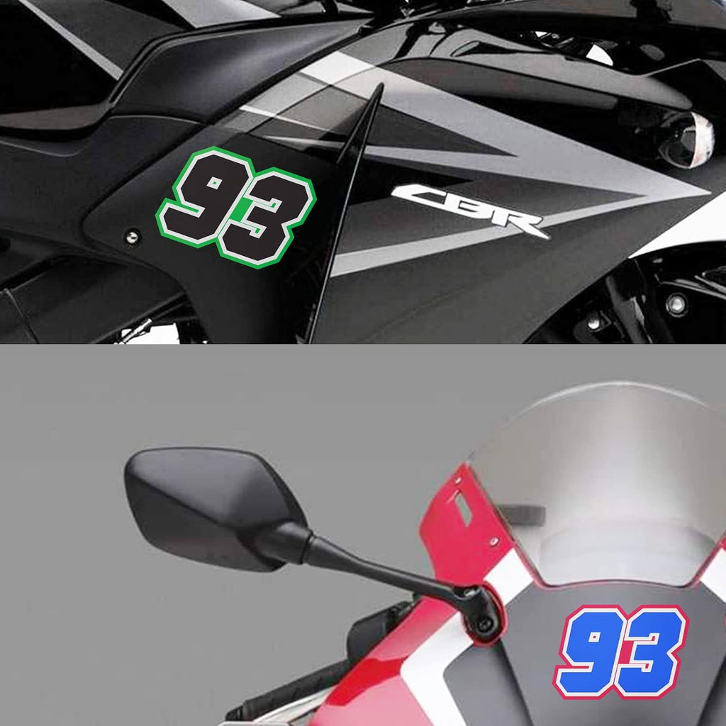 MC MOTOPARTS Custom Racing Number Decals (Set of 3) – Premium 3-Layer Outline Style – Personalized Number – Waterproof Vinyl for Motocross, ATV & Dirt Bike Plates (3–10 Inch)