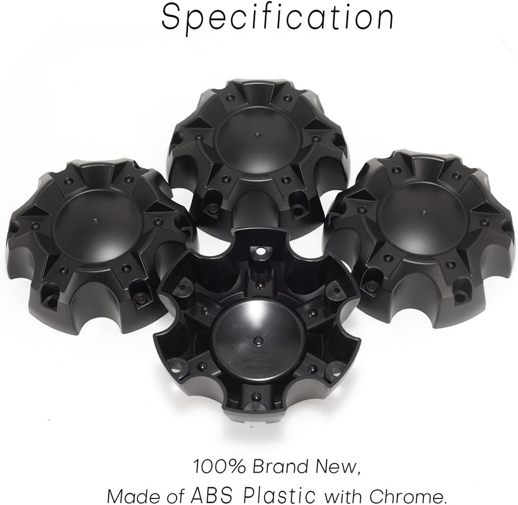 5.55in Wheel Center Caps for Ballistic Center Hubcaps, 4 Pack Matte Black Color Center Cover Replacement, 6 lugs