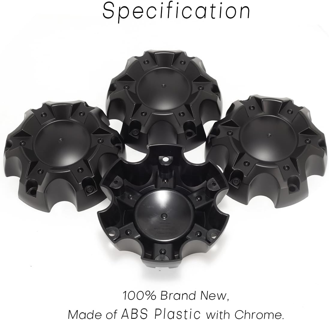 5.55in Wheel Center Caps for Ballistic Center Hubcaps, 4 Pack Matte Black Color Center Cover Replacement, 6 lugs