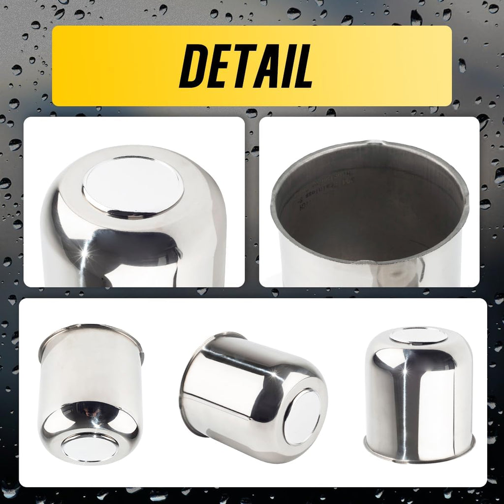 4Pcs 4.25" Push Through Wheel Center Caps Stainless Trailer Hub Cap for Truck SUV RV Wheel Rim (Fit 4.25" Bore 4.29" H Chrome)