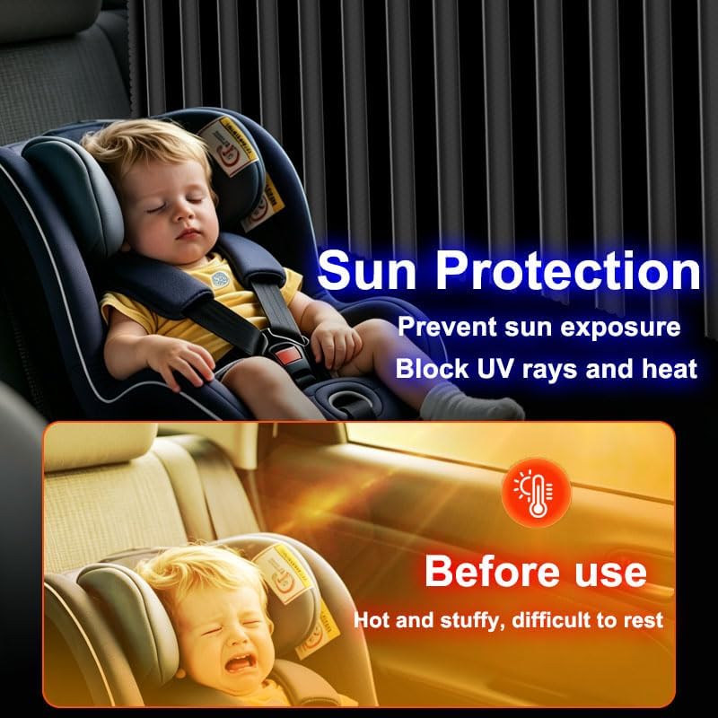 Magnetic Car Side Window Sun Shades for Breastfeeding, Taking a nap, Camping (Back Seat 2pcs)