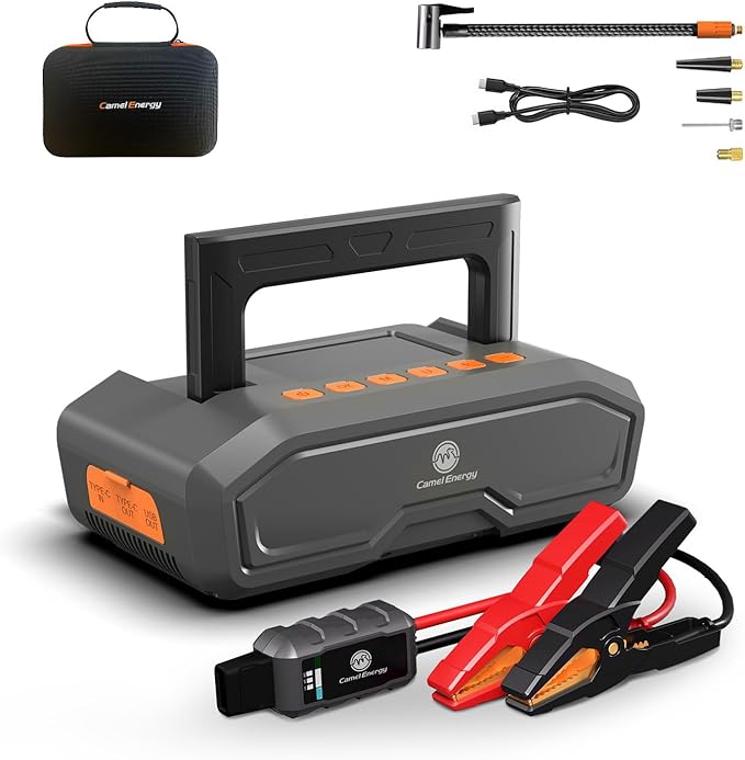 Jump Starter with Air Compressor, 4000A Peak Car Battery Jumper by CamelEnergy