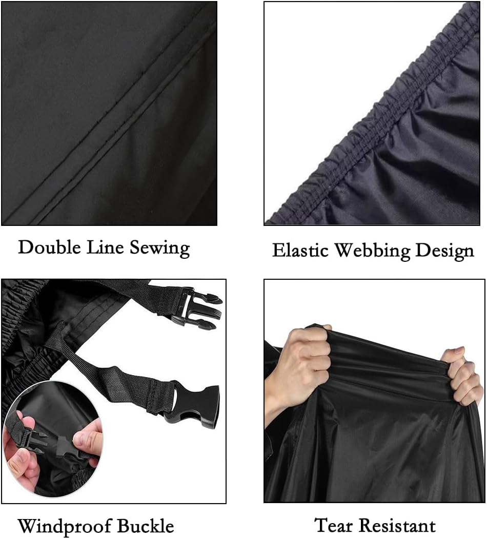 Motorcycle Cover Waterproof, Outdoor Motorbike Cover with Lock-Holes, All Season Protection Motorbike Vehicle Covers Fits up to 97" Motorcycles, Size 2XL - Black