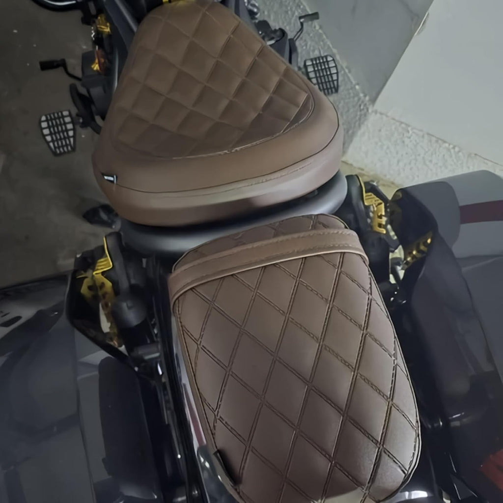 Touring Soft Leather Front Driver Seat Cushion Pad Rear Passenger Pillion Seat fit for Ho&n&da Rebel CMX 1100 CMX1100 Accessories 2021 2022 2023 2024 2025 (Brown-1 Set)