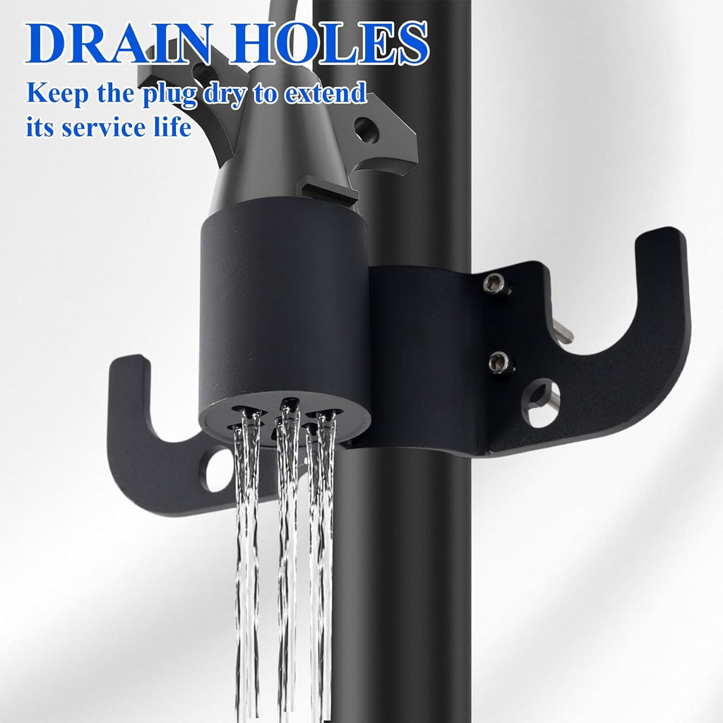 Aluminum Trailer Chain Holder, 7-Way RV Plug Holder Heavy Duty Towing Chain Organizer, Heavy Duty Anti-Rust Cable Wire Harness Holders for Camper Trailer Towing Accessories