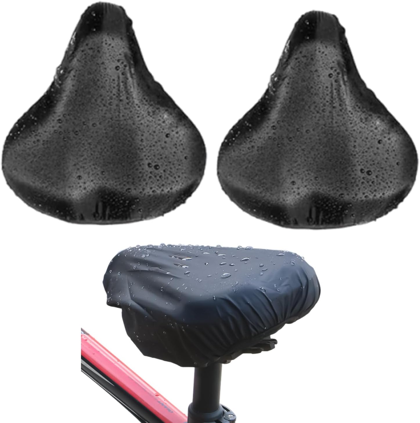 JoanofArc Bike Seat Cover Waterproof, Rain Cover with Drawstring for Mountain Bicycle, Rain Dustproof Cover, Suitable for Outdoor Riding, Easy on and Off with Drawstring Strap, 2 Packs
