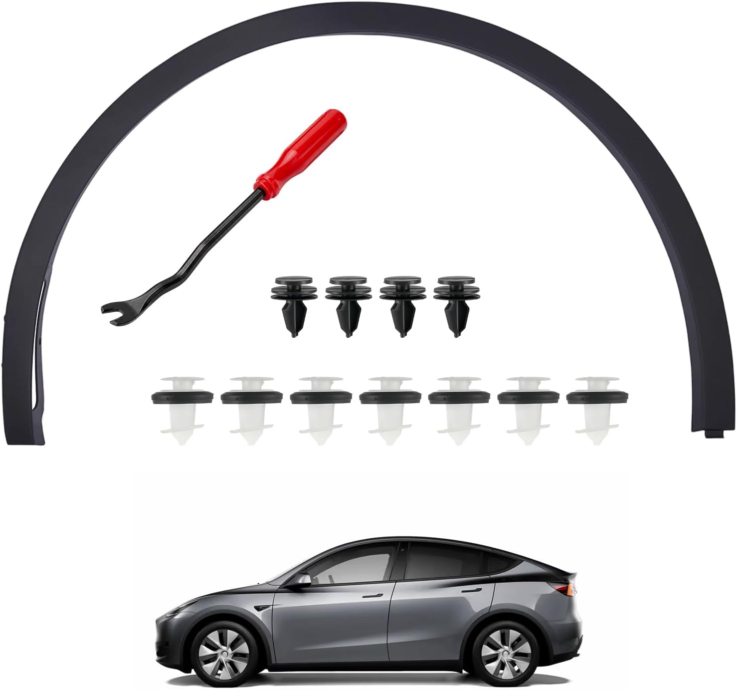 Front Left Wheel Arch Fender Flare Molding Trim Replace 149418500B 1494185-00-B 149416100B 1494161-00-B Fit for Tesla Model Y 2020 2021 2022 2023 2024 Driver Side