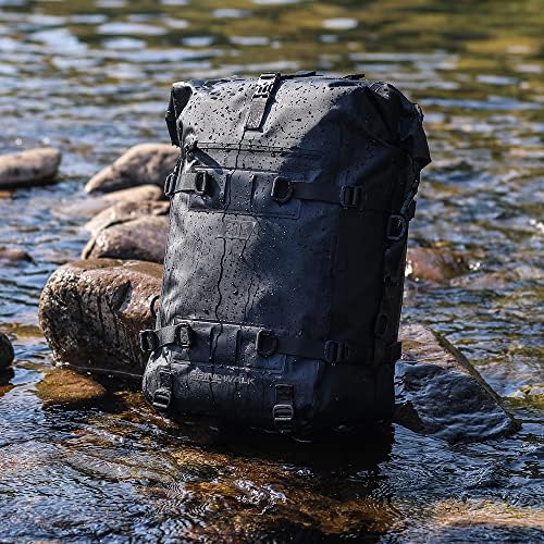Rhinowalk Motorcycle Tail Bag Motorbike Side Bag 30L Full Waterproof Motor Saddle Pannier Bag Rear Rack Trunk Professional Motor Accessories-Black