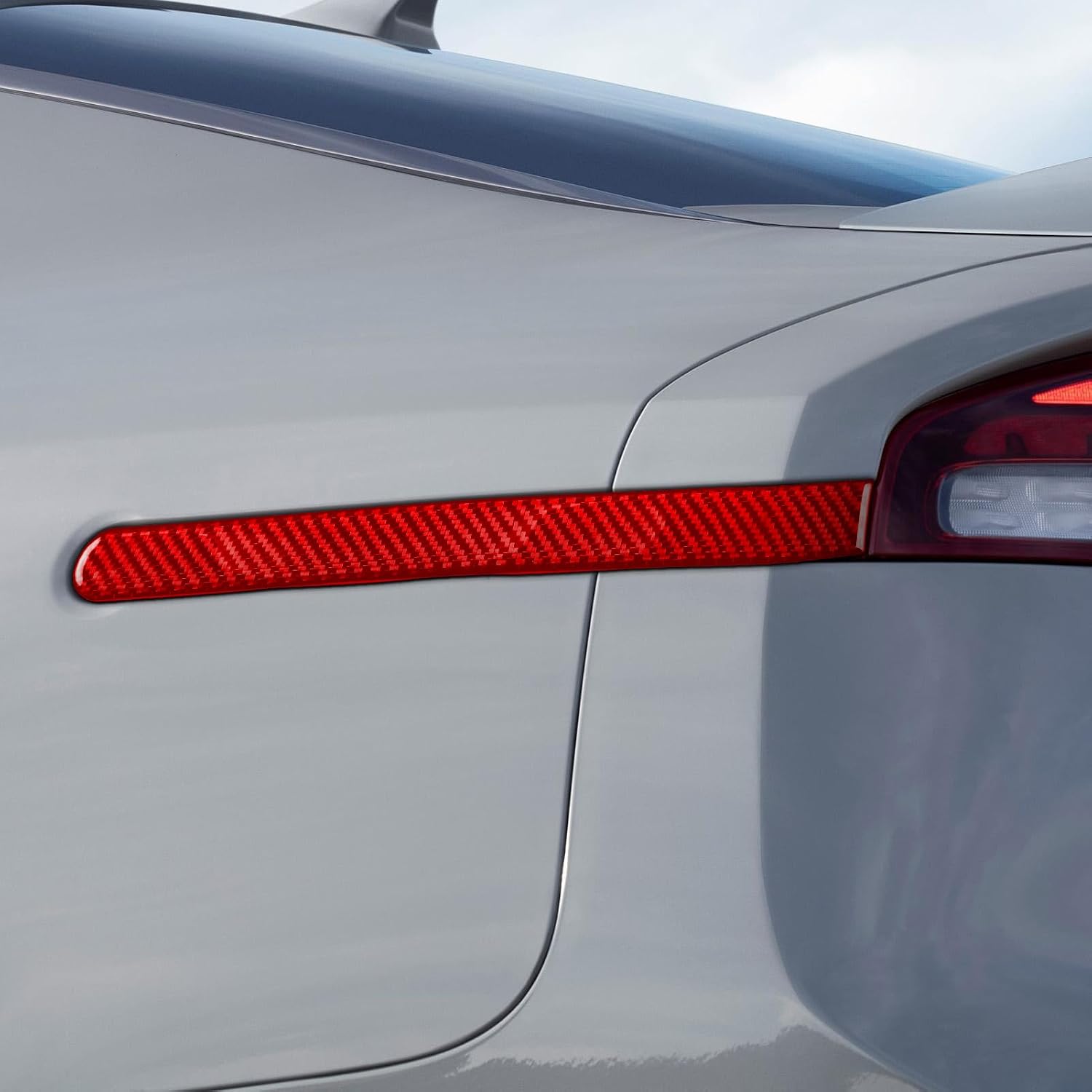 NVCNX Real Premium Carbon Fiber Accessories Compatible with KIA Stinger GT 2018-2023 2019 2020 2021 2022 Car Tail Light Cover Decal Decoration Exterior Trim Sticker Red