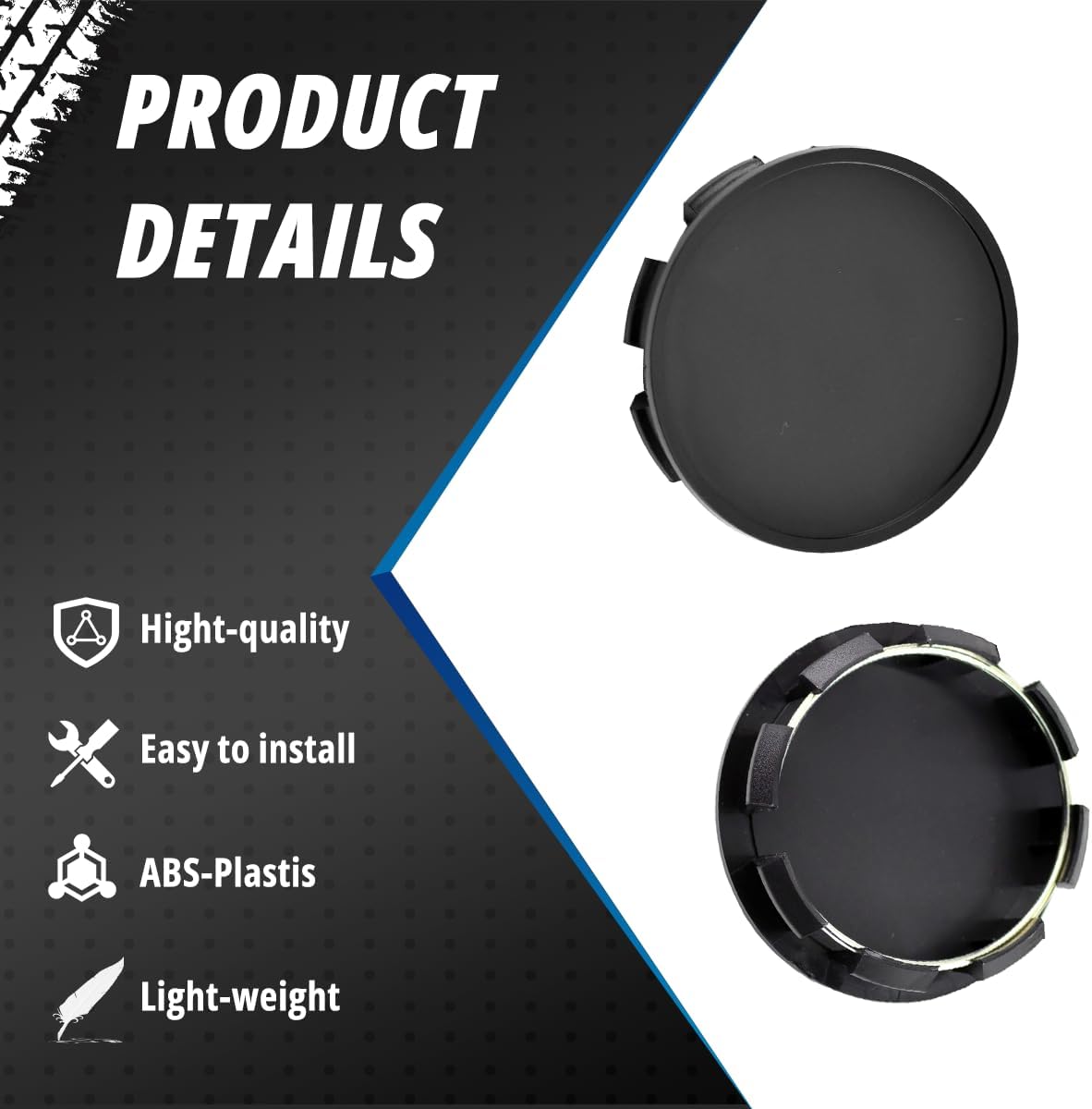 4 Pack 65.4 mm /2.57 in Wheel Center Caps Kit for 2011-2016 Camry 2008-2015 Highlander 2009-2015 Matrix 2011-2017 Sienna, ID 58.4 mm / 2.3 inch Hub Cap, Black Rim Hub Cap
