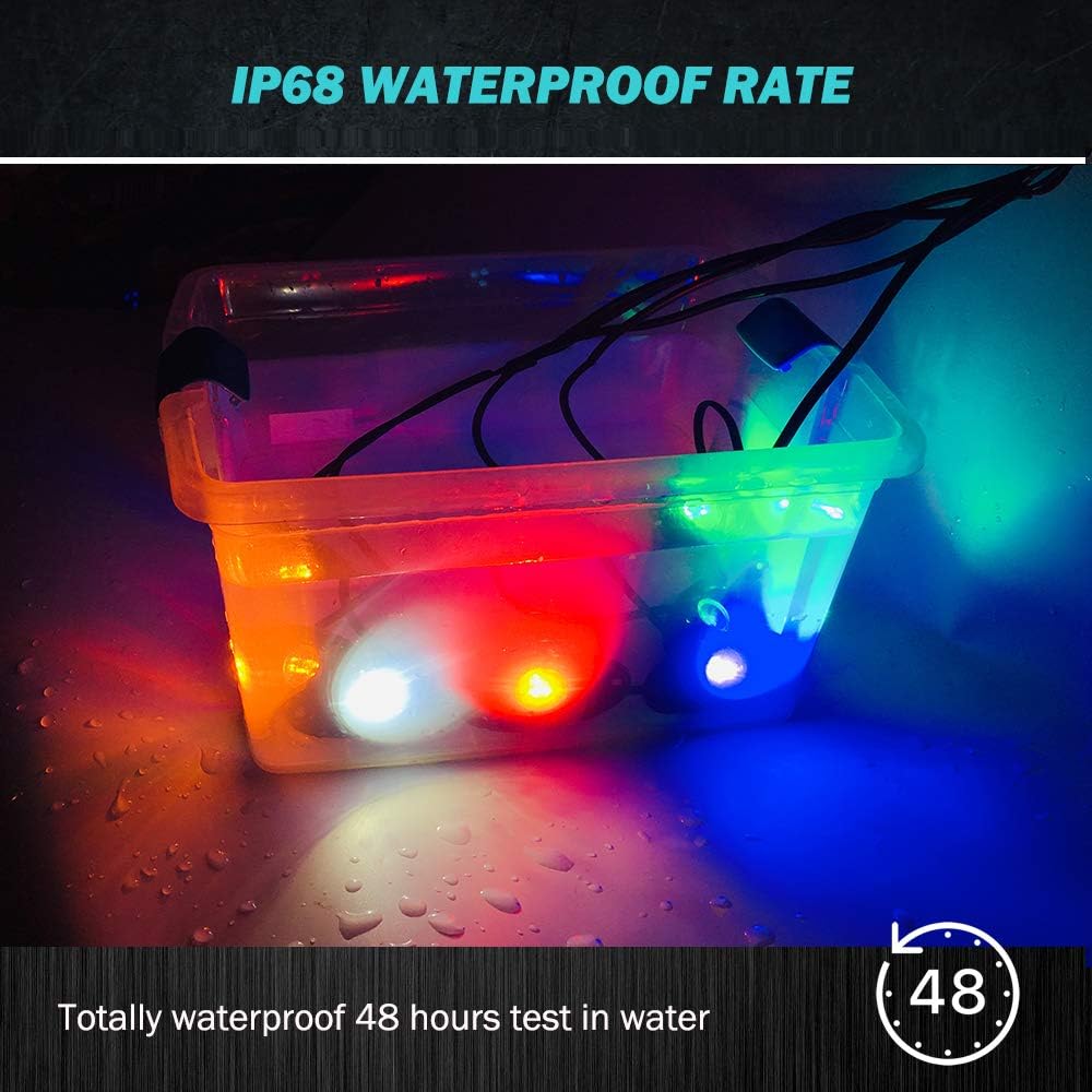 4 Pods LED Rock Light Kit Blue LED Neon Lights for Jeep Car UTV ATV SUV Off Road Boat Under Glow Lamp Truck Bed Lighting Waterproof