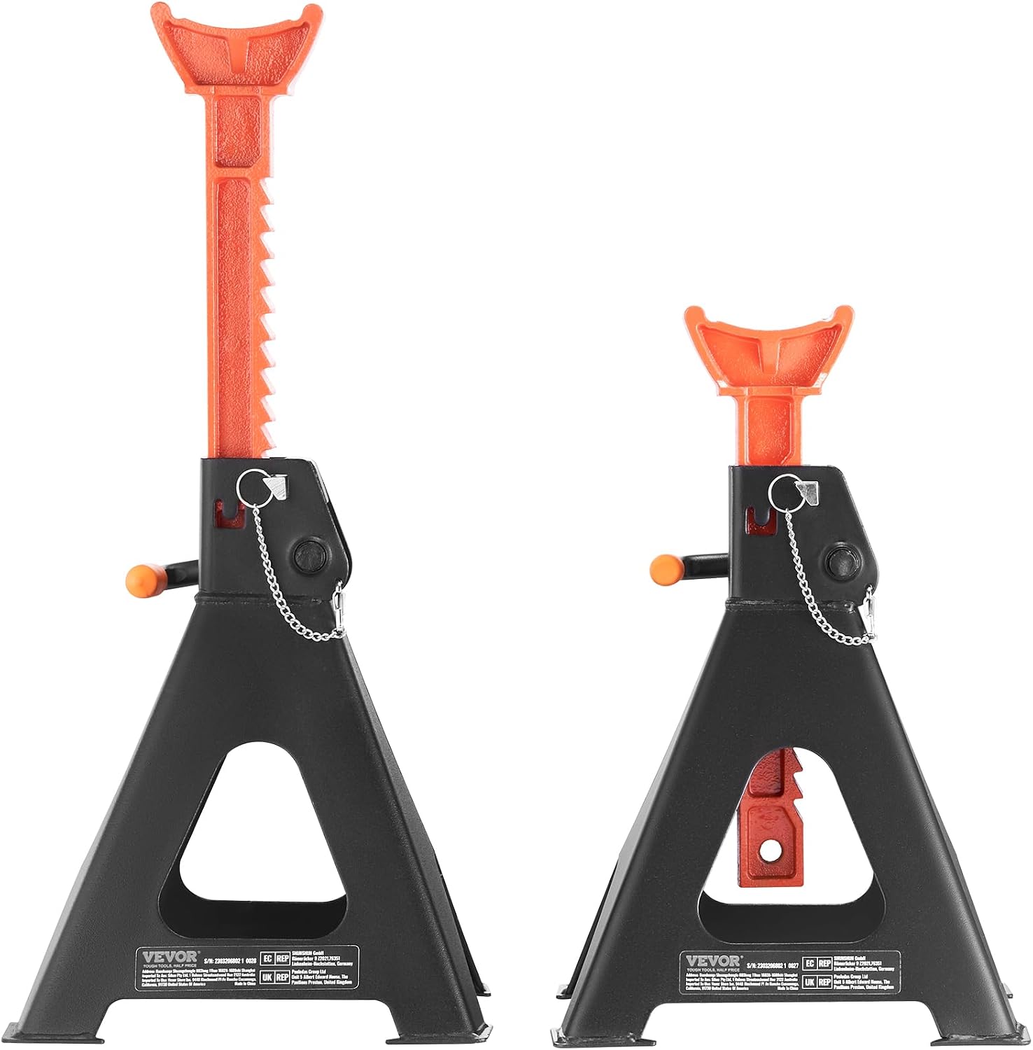 VEVOR Jack Stands, 6 Ton (13,000 lbs) Capacity Car Jack Stands Double Locking, 14.2-23 inch Adjustable Height, for Lifting SUV, Pickup Truck, Car and UTV/ATV, Red, 1 Pair