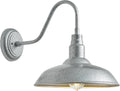 10'' Dome Outdoor Gooseneck Barn Light, Galvanized Steel Exterior Wall Lantern