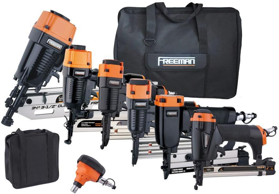 freeman complete pneumatic nailers and staplers kit (9-piece), main product view